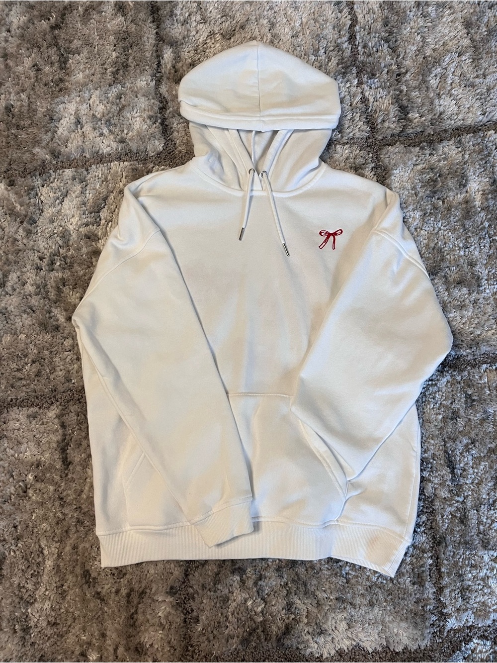 T.J.Maxx White Hoodie with Red Bow Embroidery